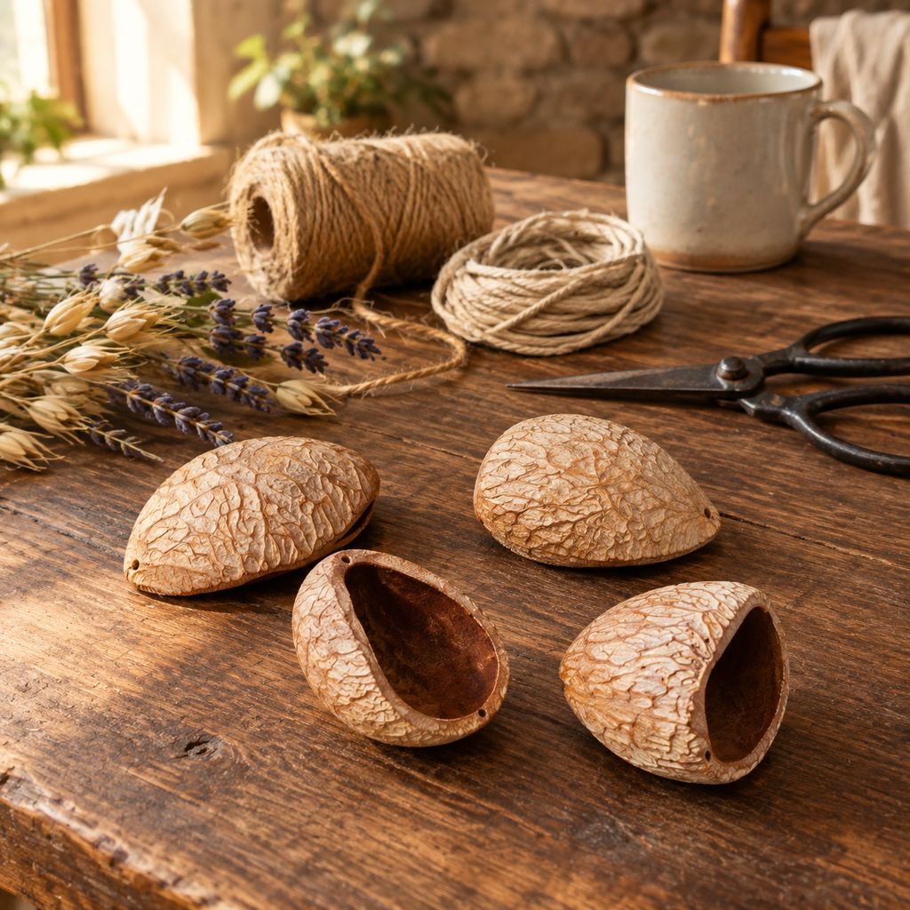 Natural Nut Shell Rattle DIY Craft Material Bean Pod Doll Wind Chime Pendant