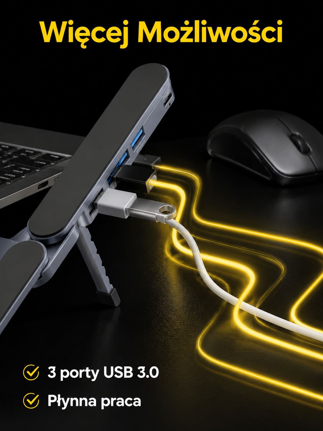 Wielofunkcyjna podstawka na laptopa z 4-w-1 portami