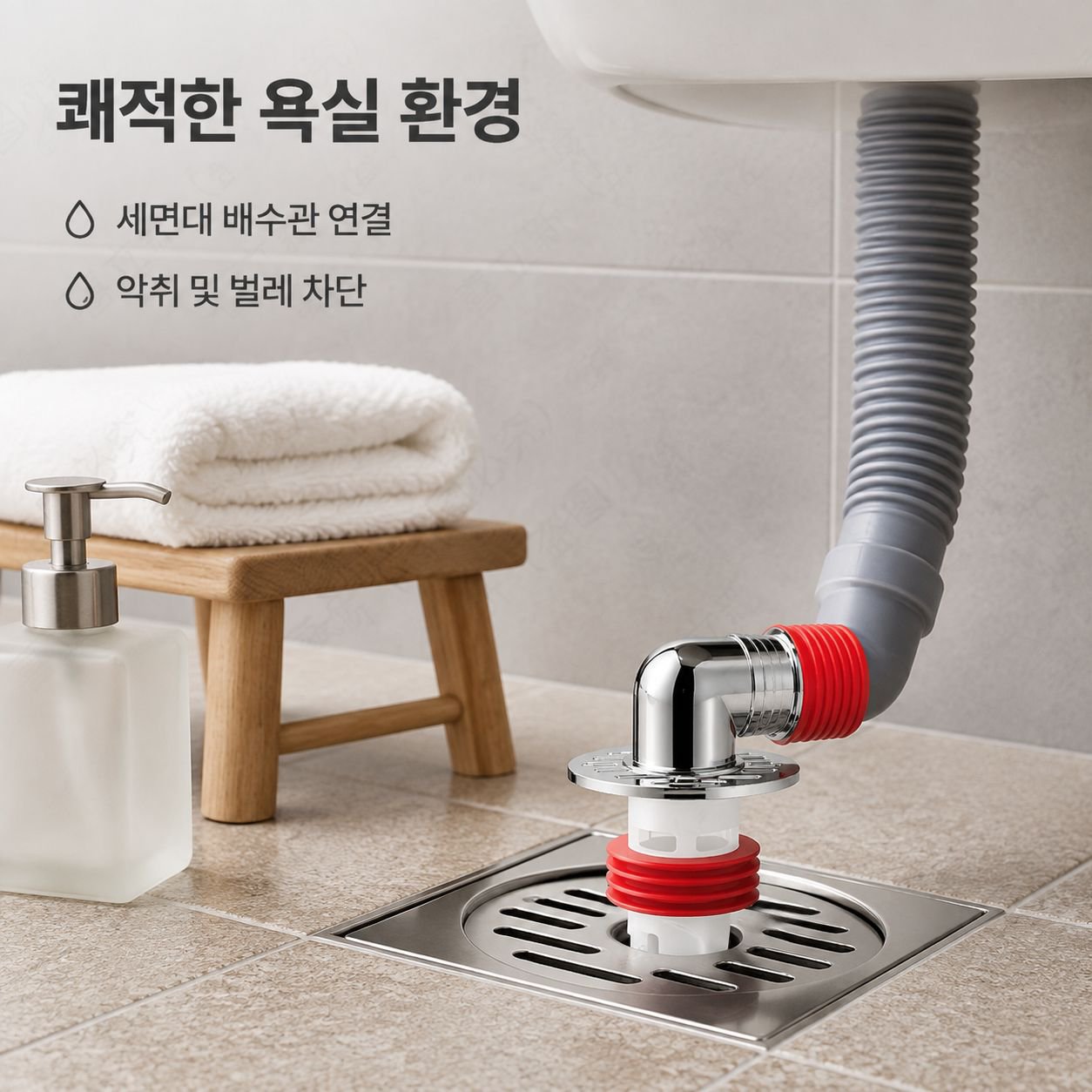 [냄새 방지 및 넘침 방지] 다용도 파이프 연결식 바닥 배수구