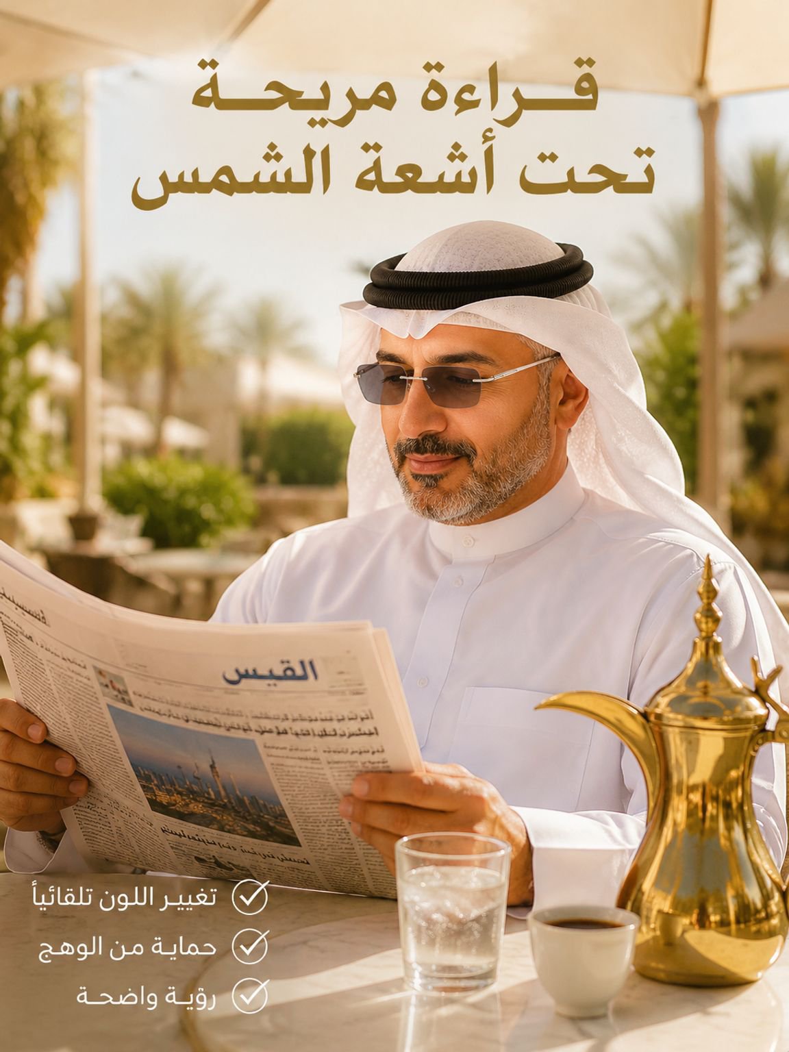 نظارة قراءة راقية مع ذراع التيتانيوم الخالص وعدسة متغيرة اللون
