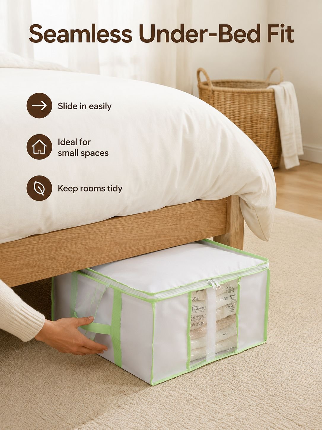 Under-Bed Vacuum Compression Storage Box, Oxford Cloth Clothing Organizer