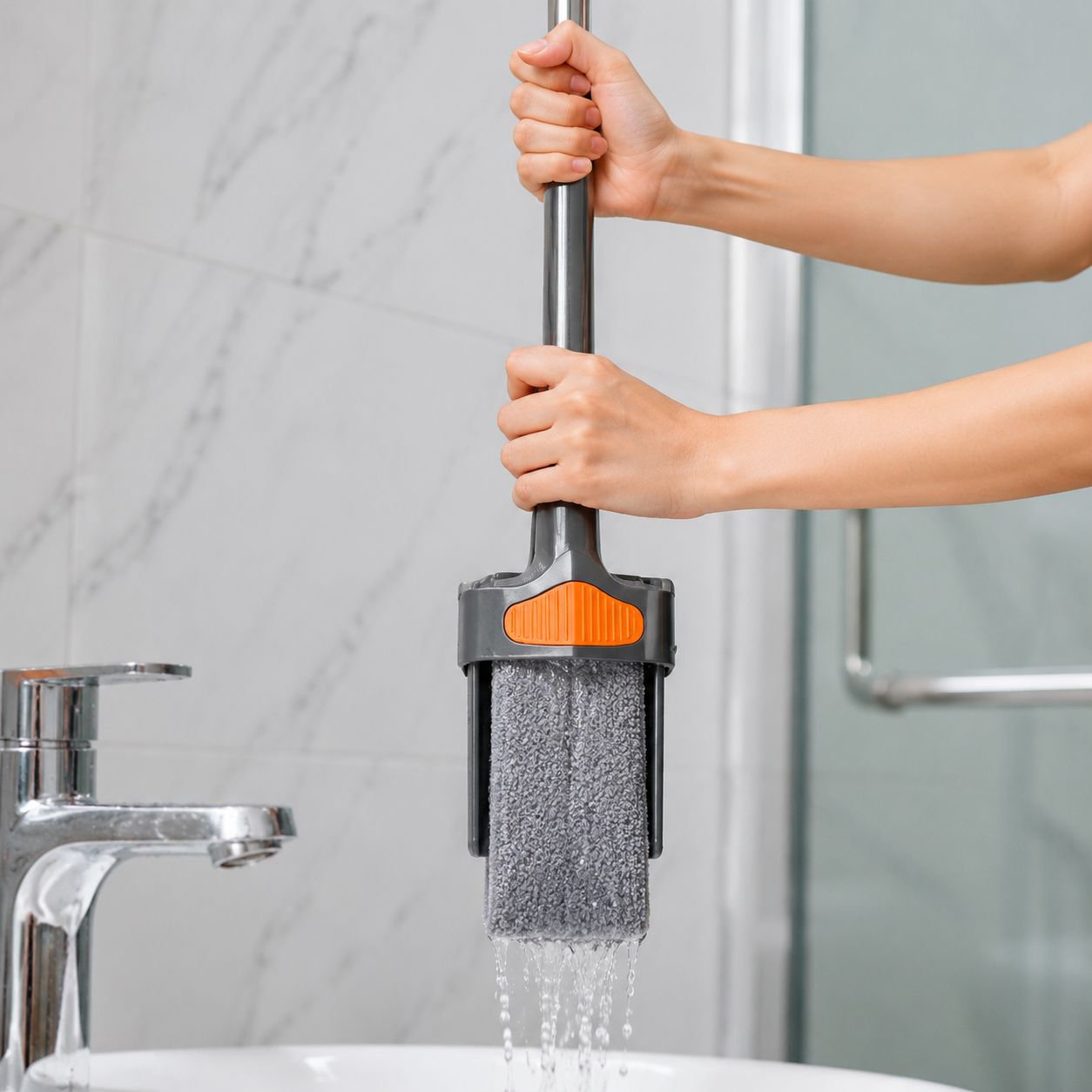 Self-Wringing Wet and Dry Flat Mop with Mop Net