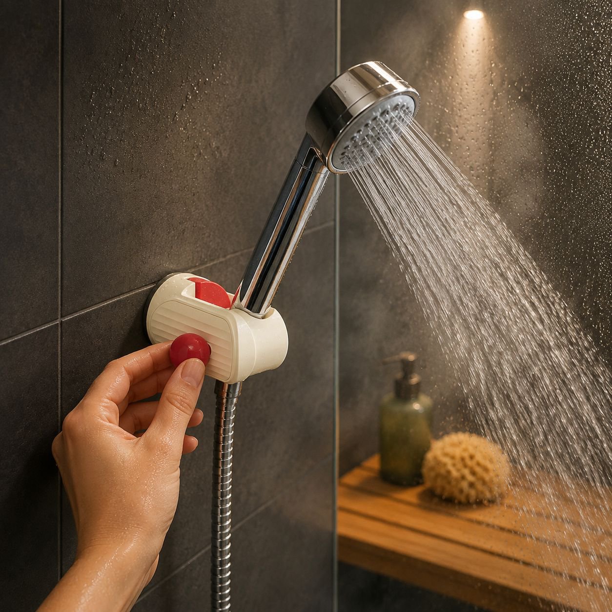 Suction cup shower bracket supporting handheld shower head