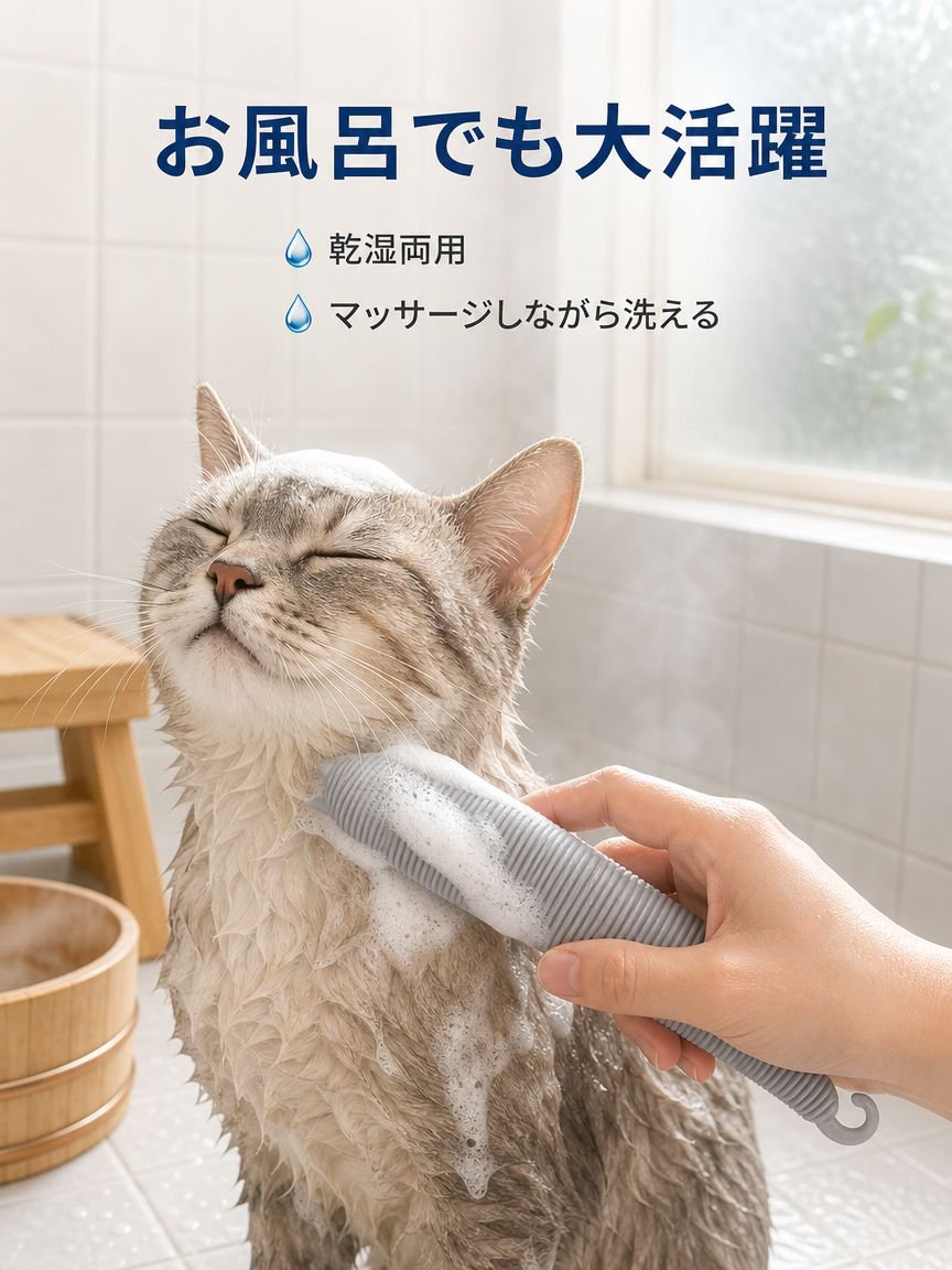 猫用マッサージコーム 抜け毛取りブラシ 猫用バスブラシ