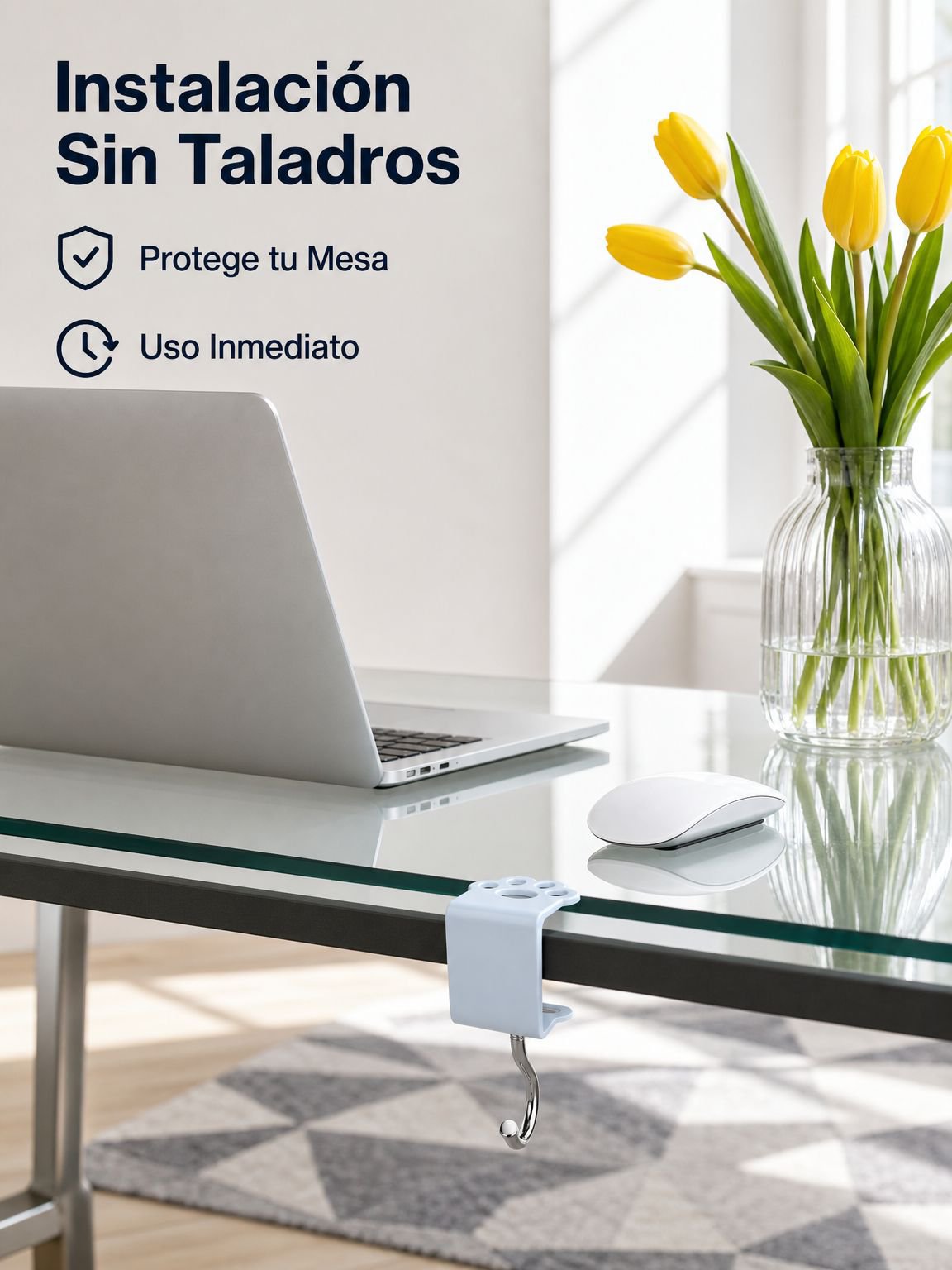 Gancho de mesa con forma de pata de gato en colores macaron, sin necesidad de taladrar
