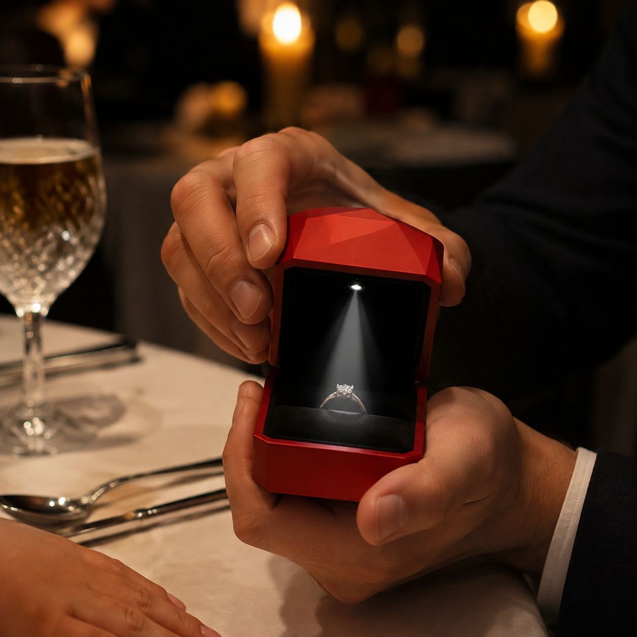 High-end diamond-faceted LED jewelry box, ring box, pendant jewelry packaging box