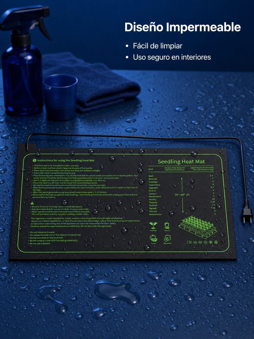 Alfombrilla calefactora impermeable para germinación de semillas