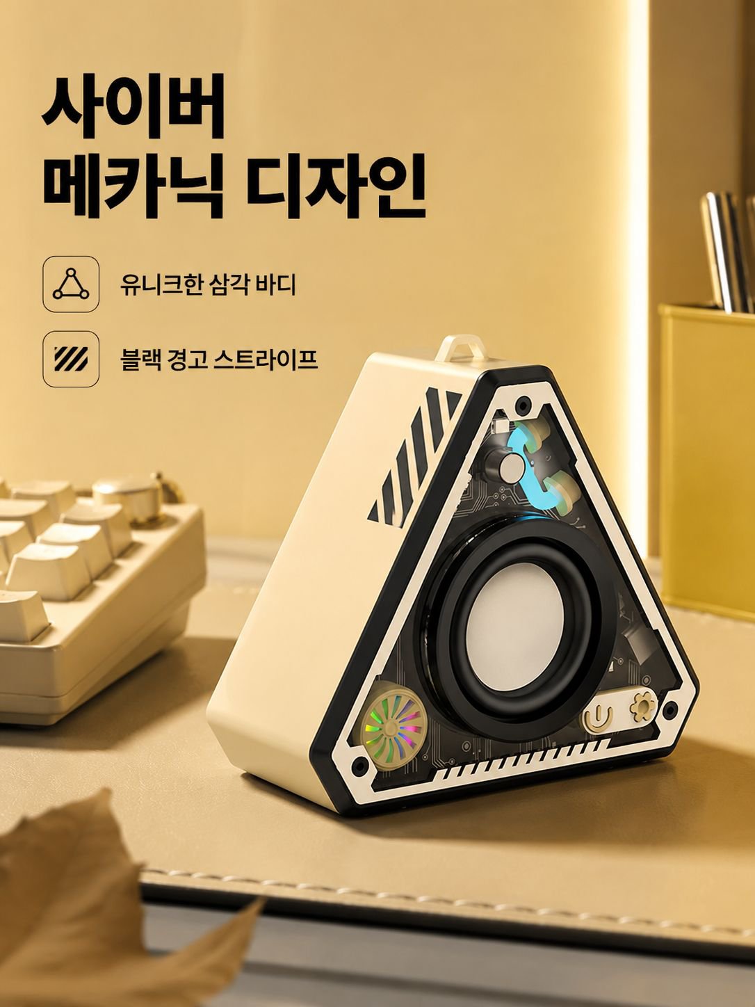 쿨한 메카 디자인의 블루투스 스피커 정면 사진