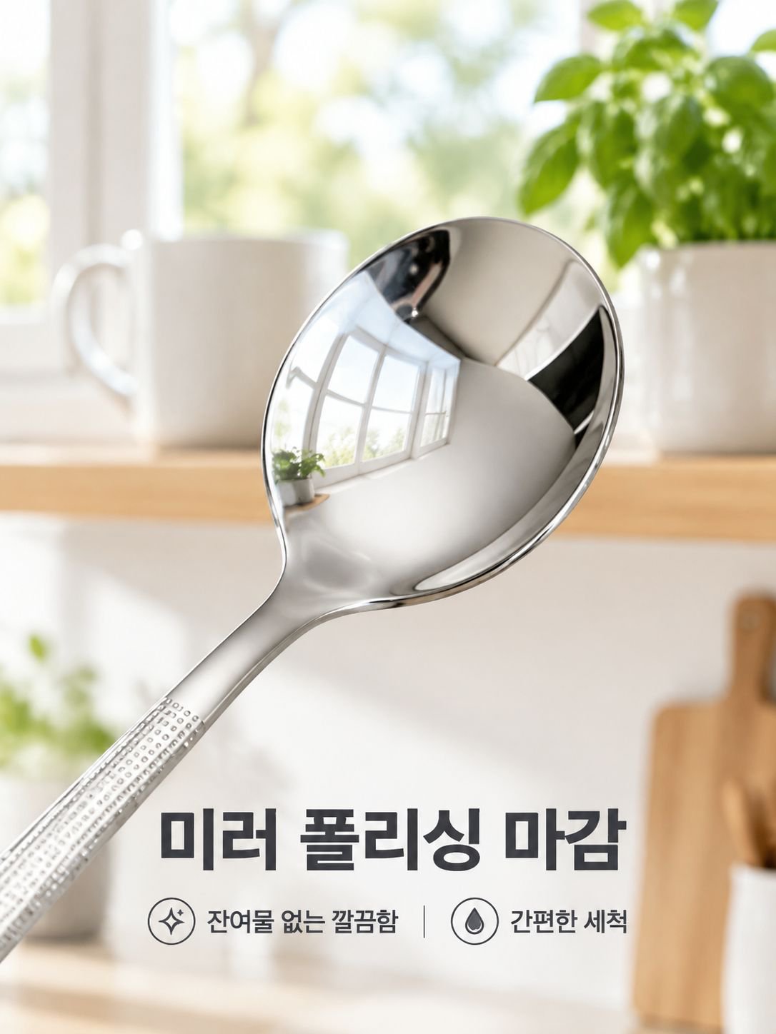 긴 손잡이 거울 광택 국자 식기
