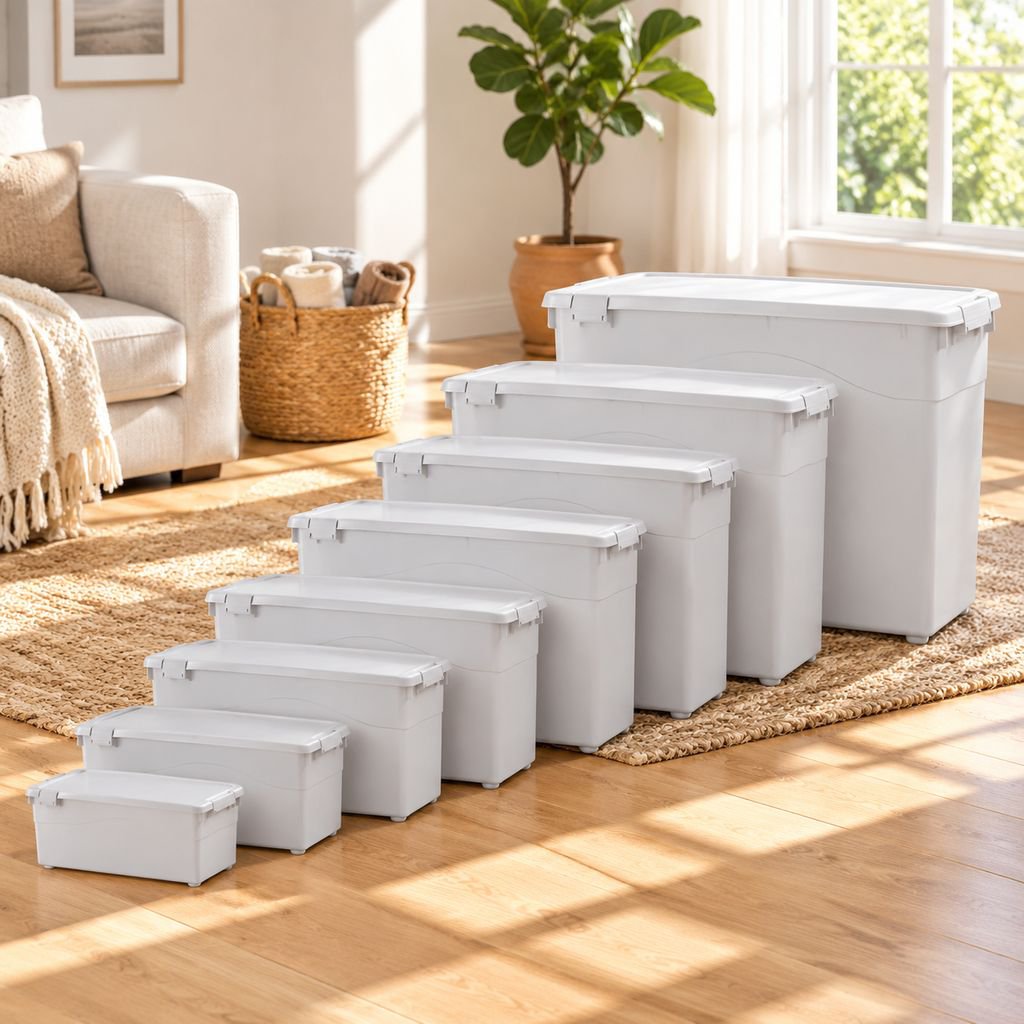 Caja organizadora grande de plástico grueso para guardar ropa