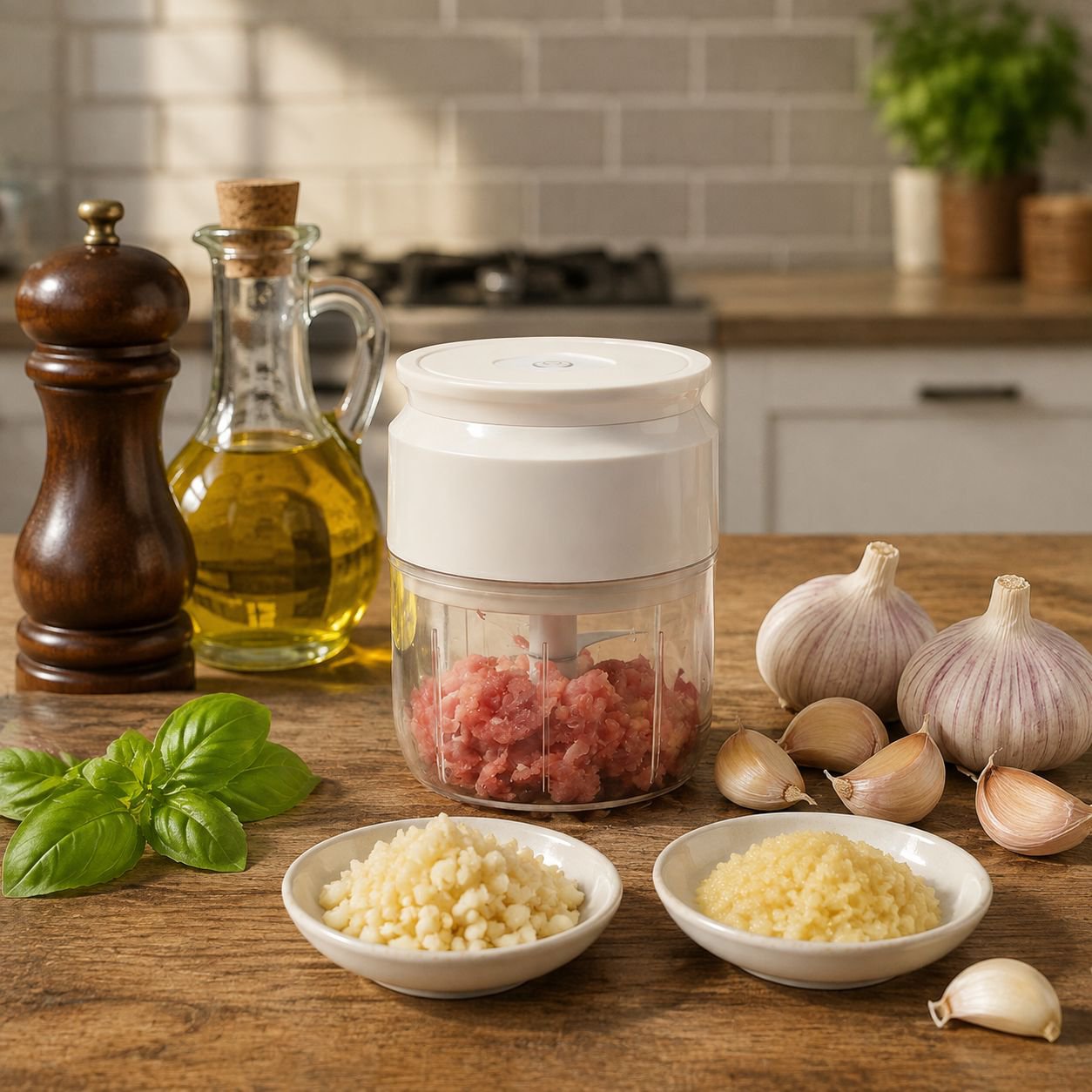Small Electric Garlic Pounder Mini Cooker, Coarse & Fine, Time & Effort Saving