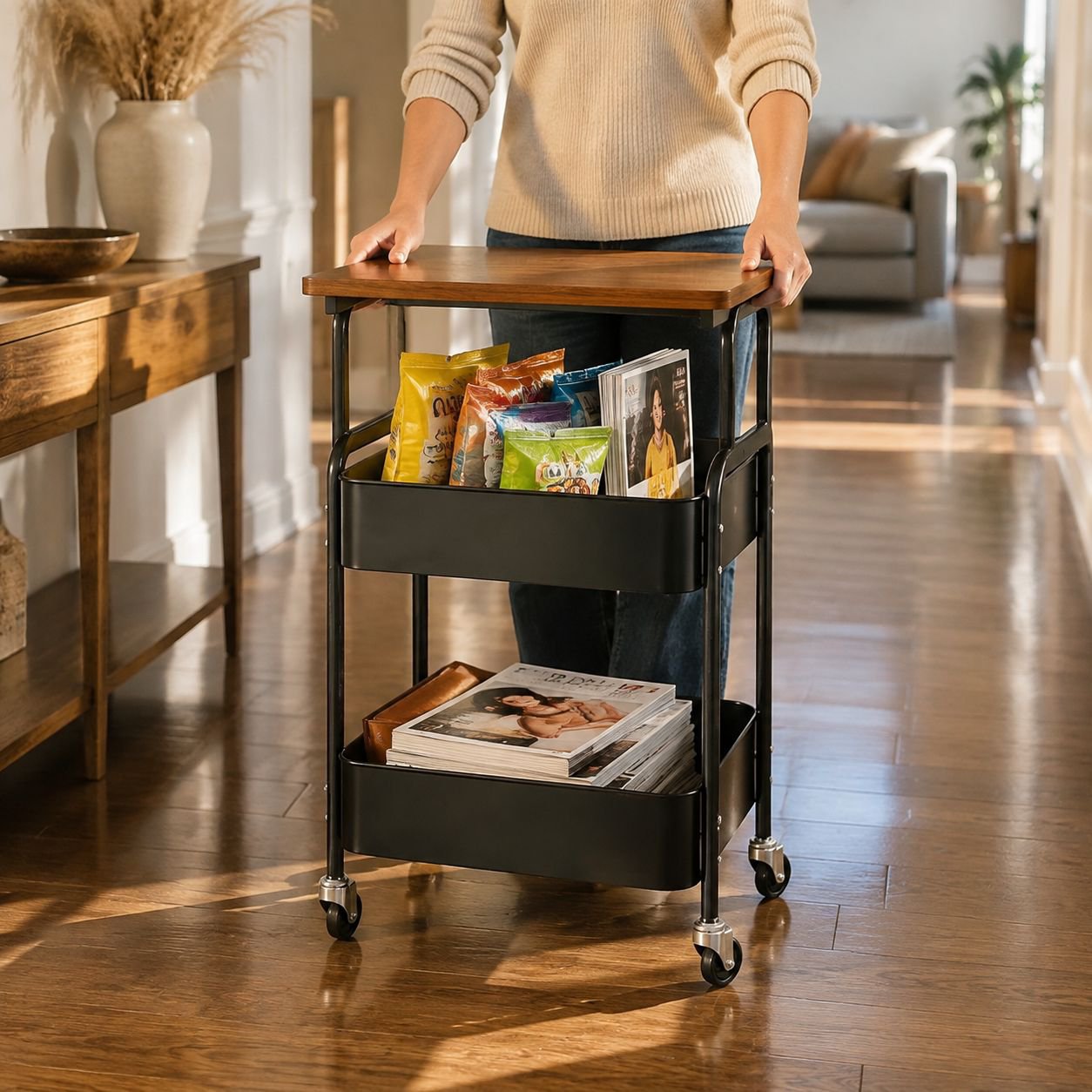 Simple Multi-layer Snack Storage Trolley for Bedroom and Living Room