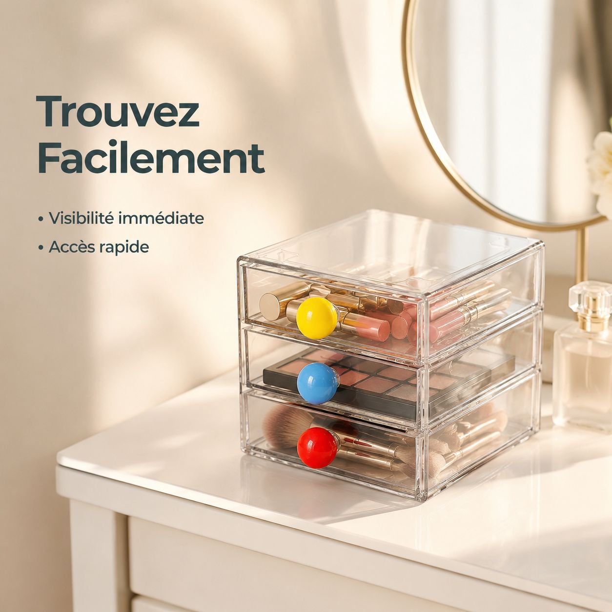 Boîte de rangement de bureau à tiroirs, multi-couches
