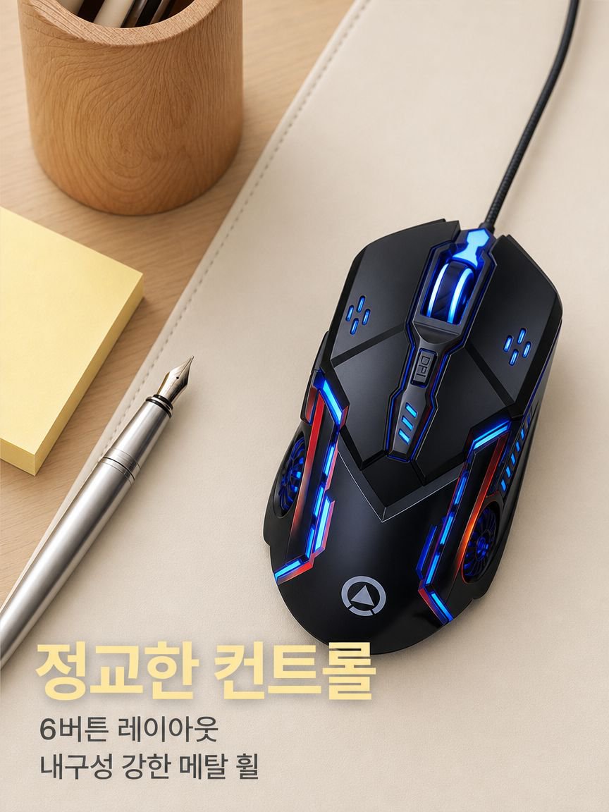 다채로운 조명 기계식 마우스
