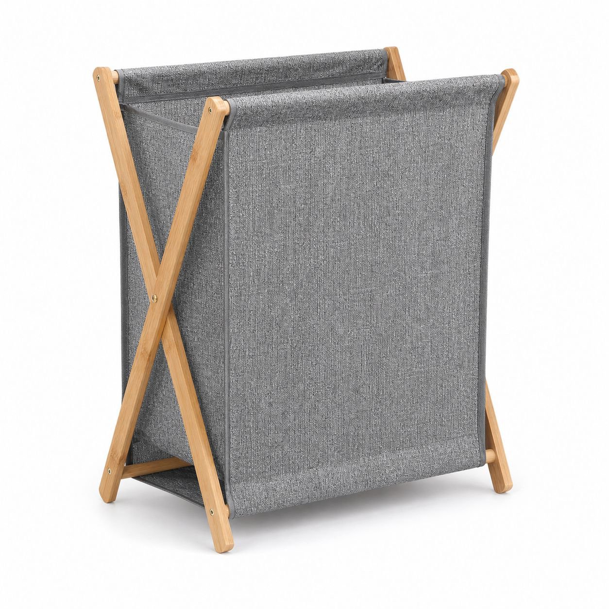 Eco-friendly PVC Bamboo Laundry Basket, Durable Foldable Home Storage Box