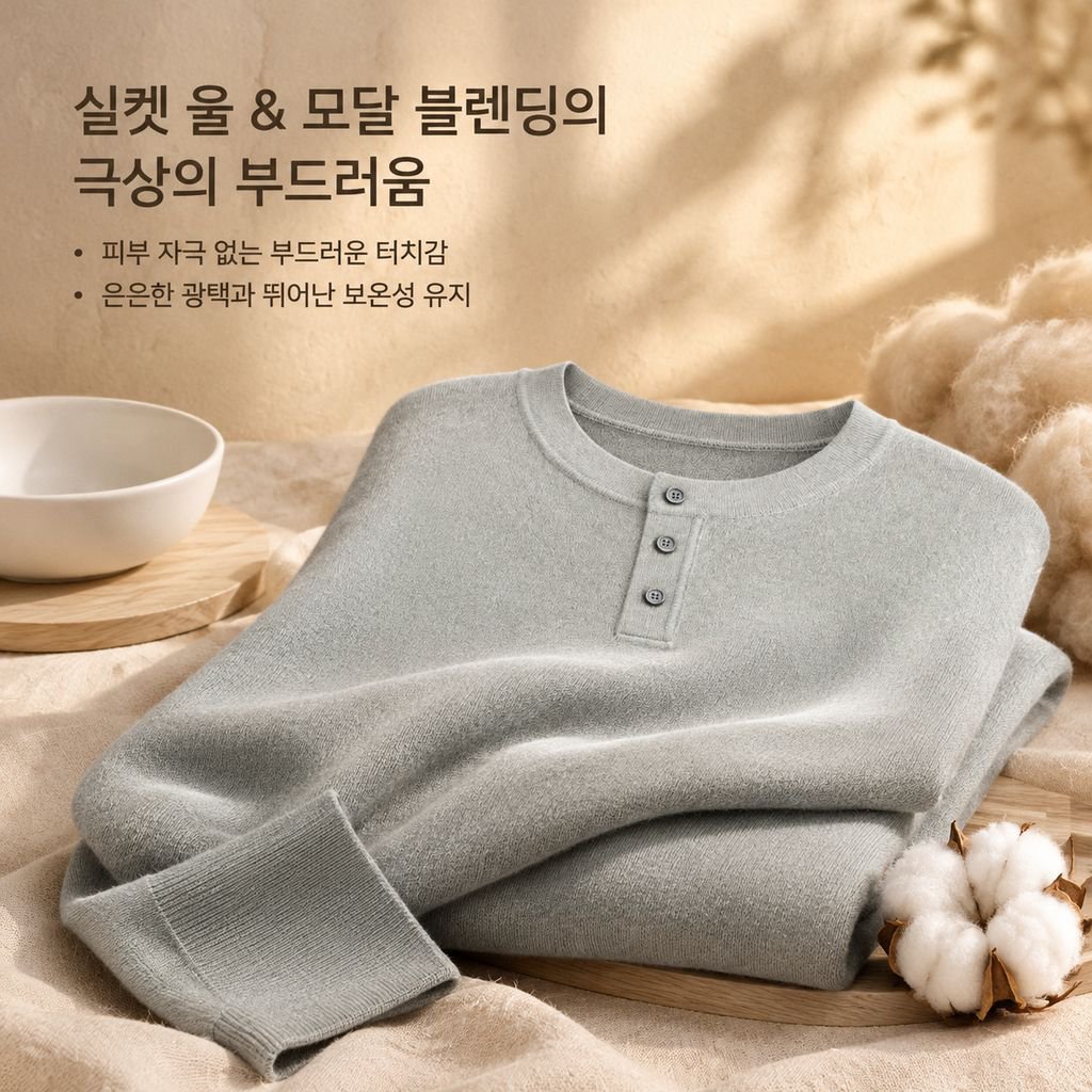 남성 울 모달 헨리넥 니트 스웨터 가을 겨울 데일리 이너웨어 상의