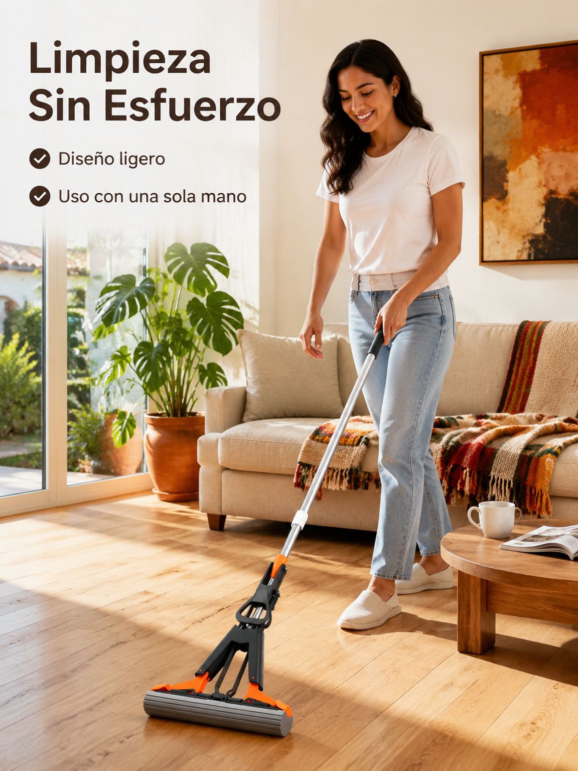 Mopa absorbente plegable para el hogar, exprimible y sin lavar a mano, para uso fácil