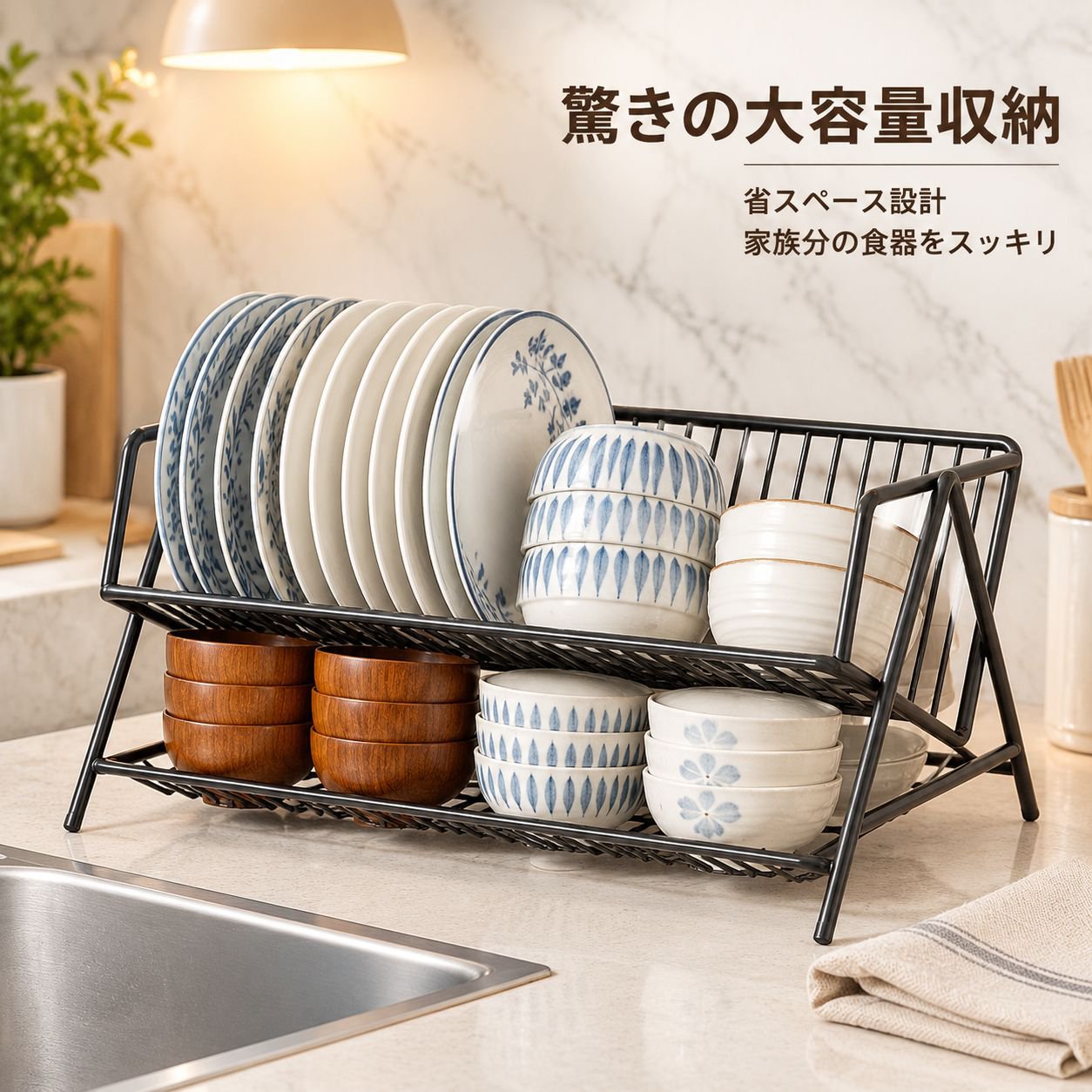 キッチンカウンター用食器ラック