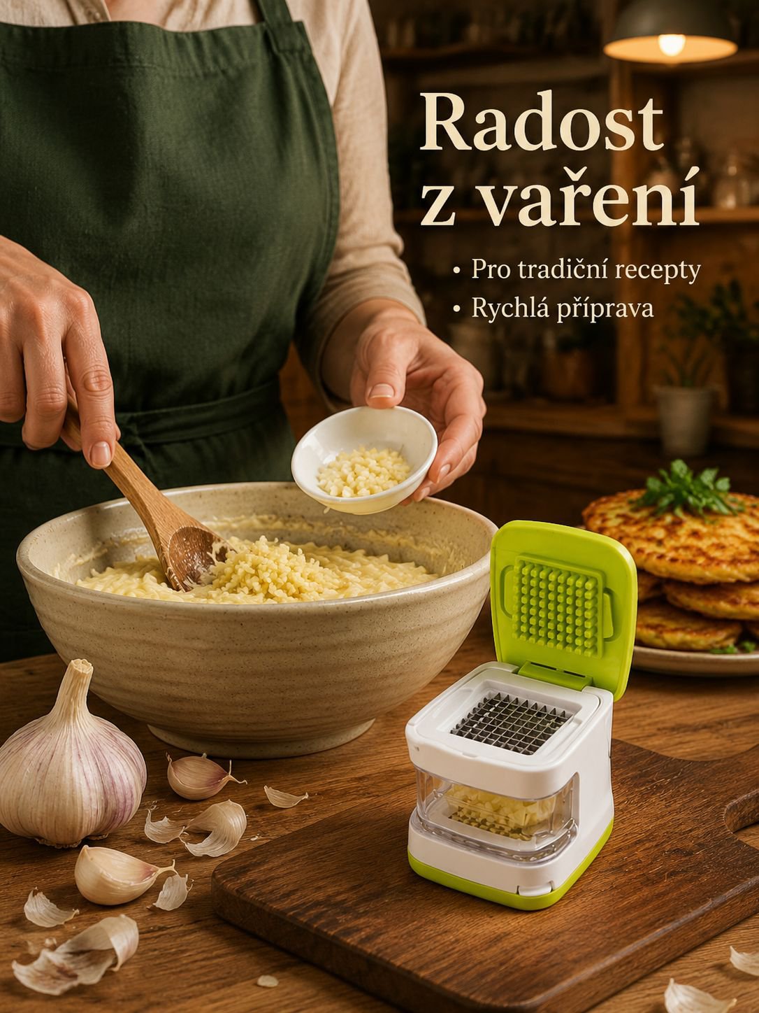 Moderní design lisu na česnek