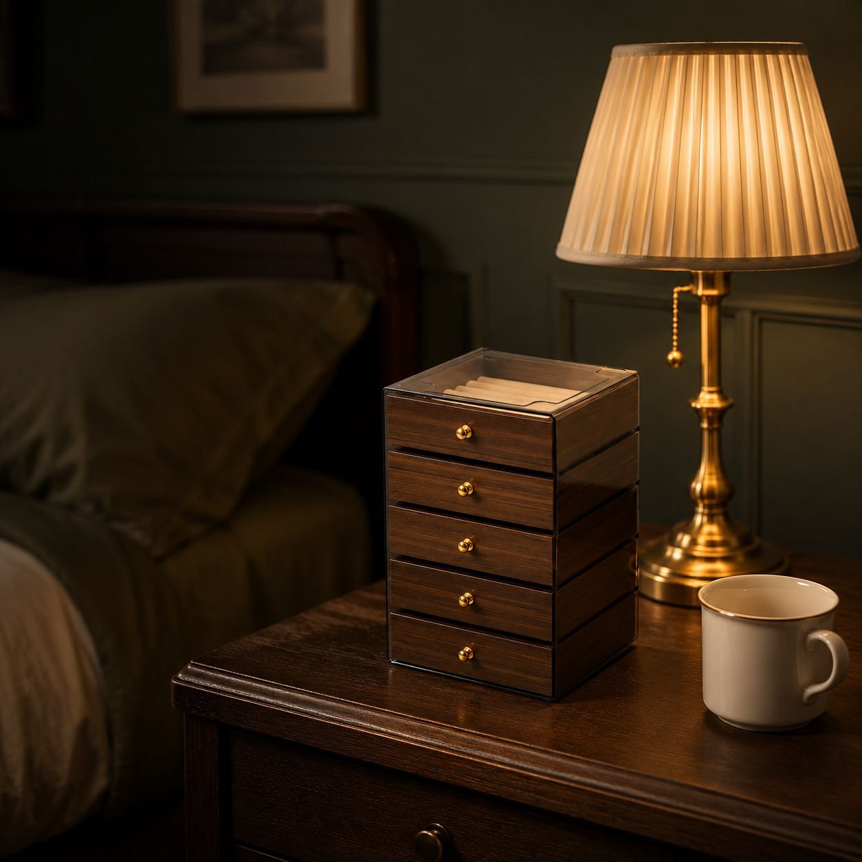 Handcrafted walnut jewelry box for precious items