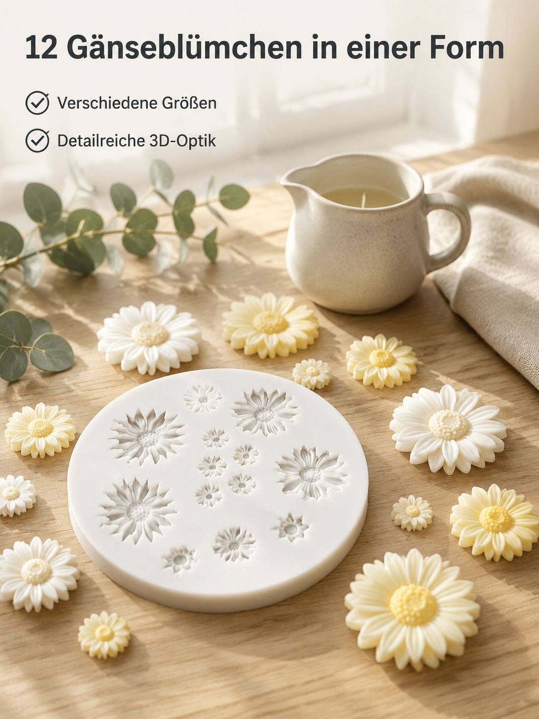 Kerzen-Set Gänseblümchen Sonnenblume Silikonform