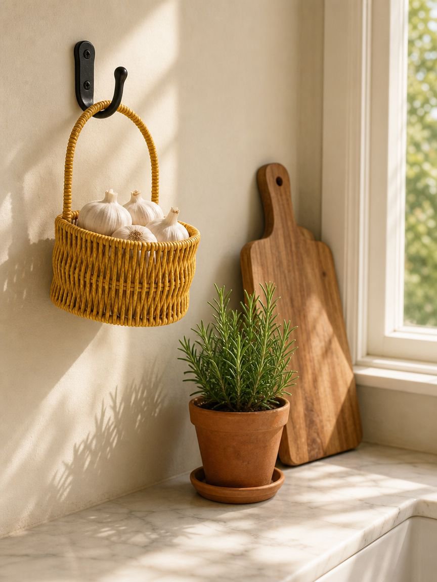 JMY wall hanging basket showing ample storage for vegetables
