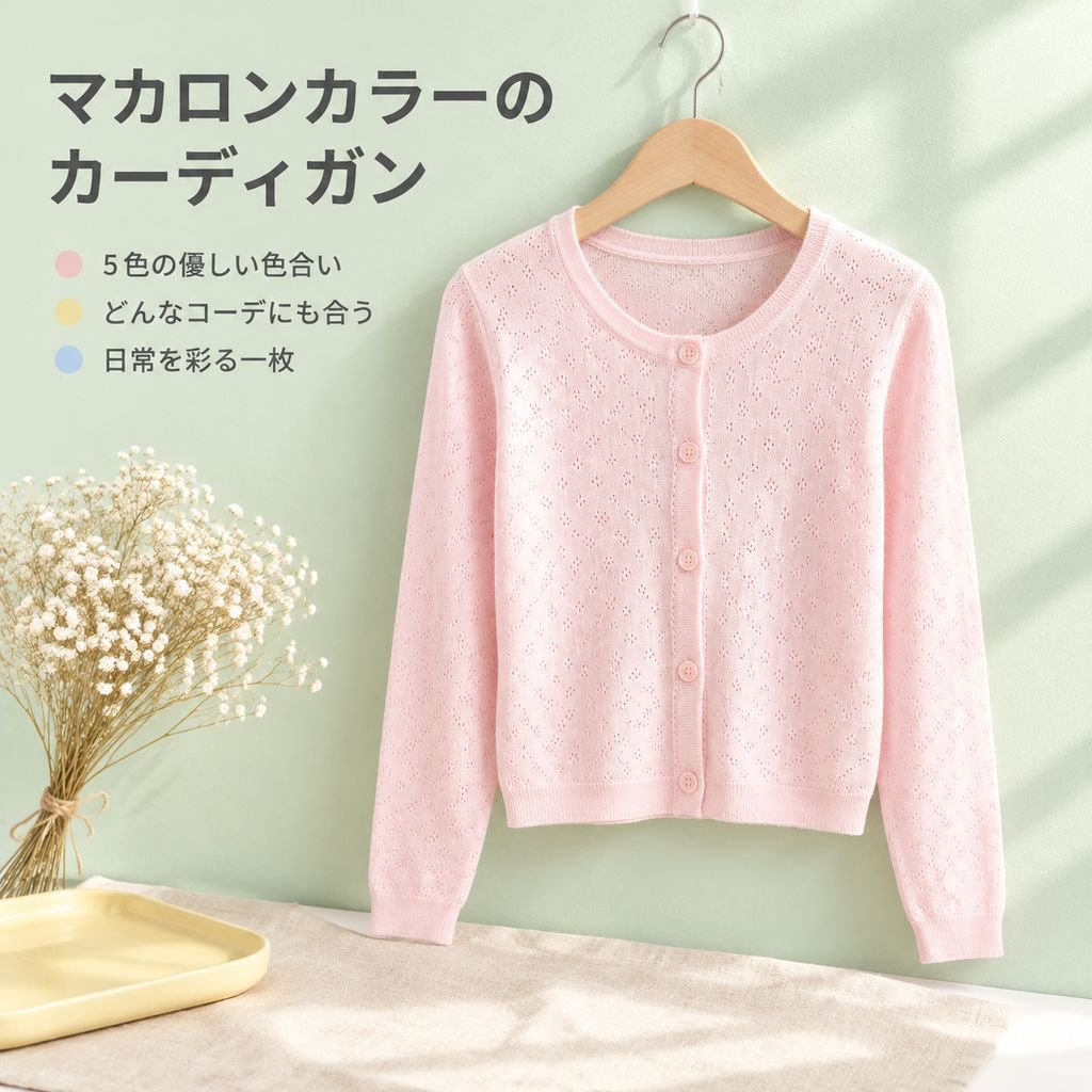 女性用 軽量ソフトフィット長袖ニットカーディガン