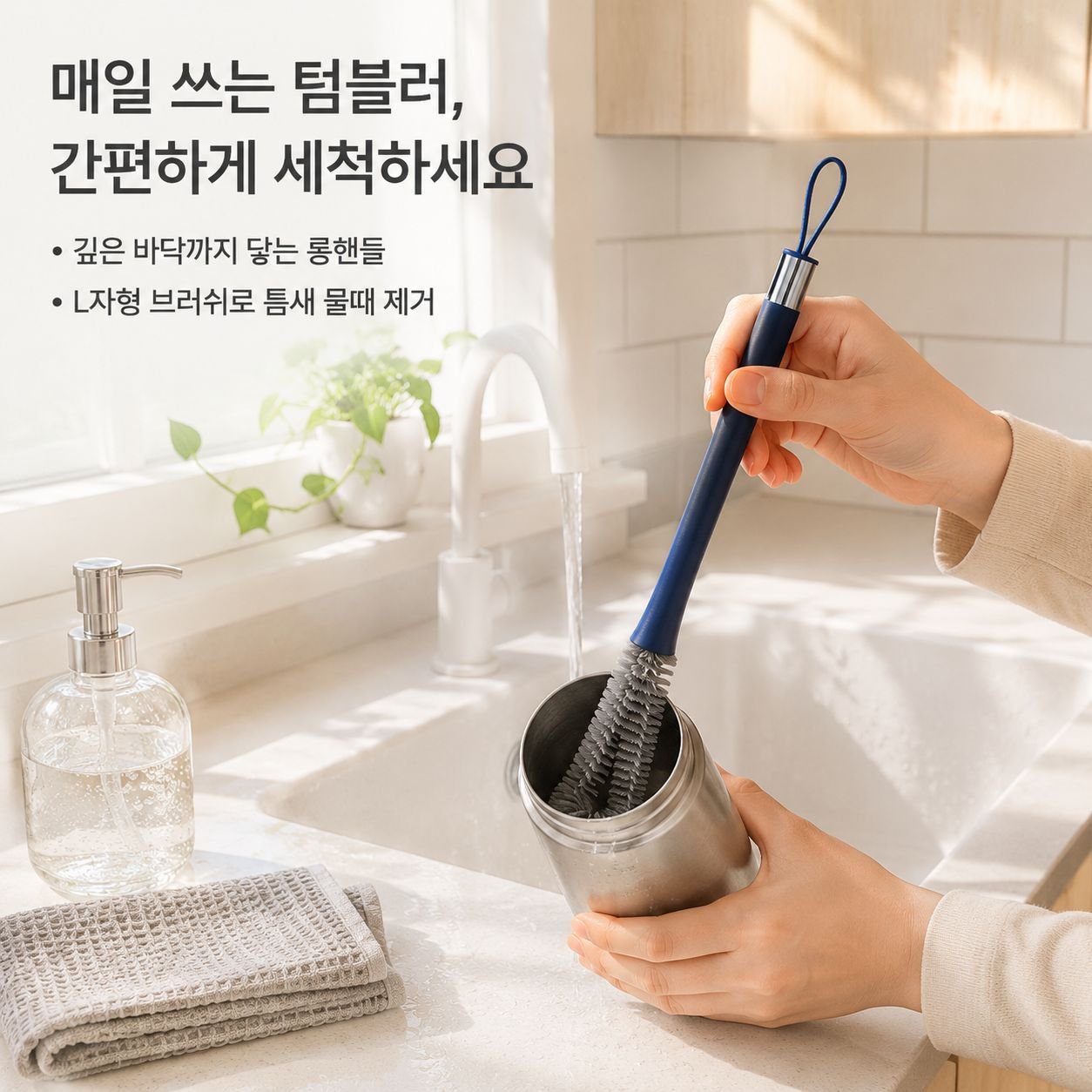다용도 컵 세정 브러시 병솔 롱핸들 청소도구