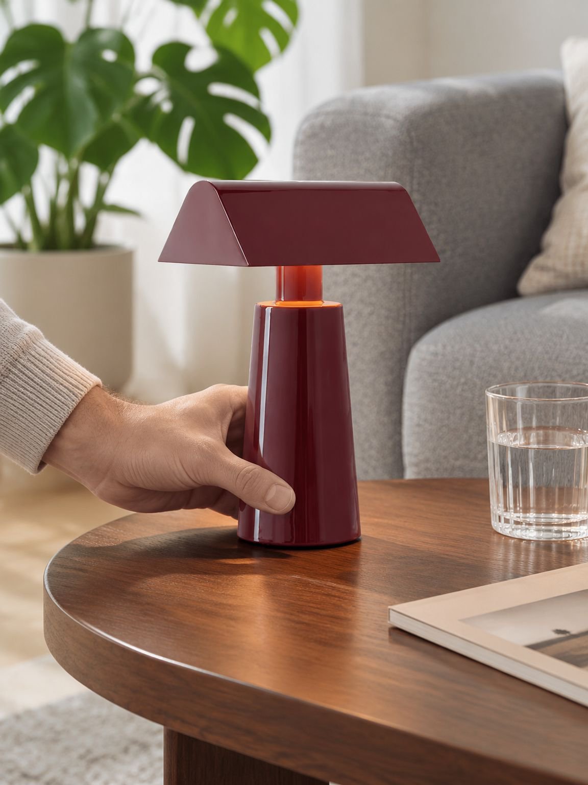 Kleine Retro-Tischlampe für das Schlafzimmer, kabellos aufladbar