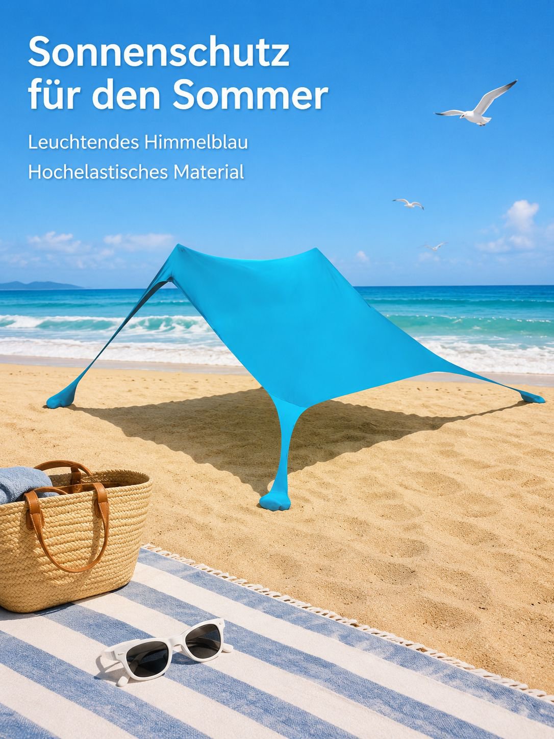Strandzelte, Sonnensegel, Outdoor-Campingausrüstung, tragbare Sonnendächer und Unterstände.