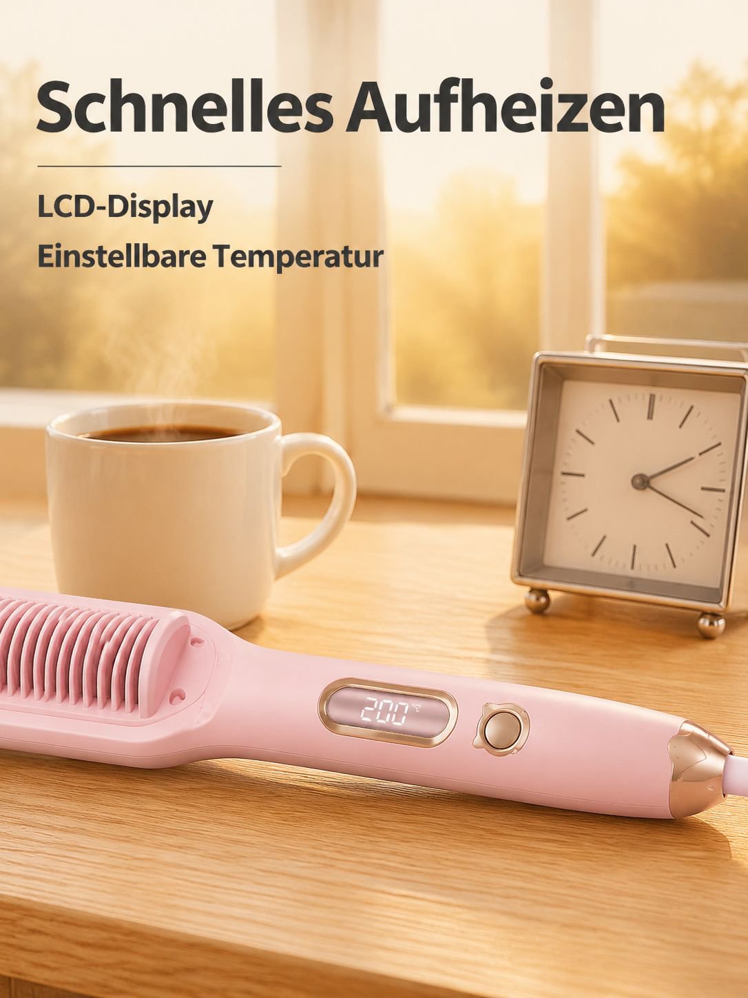 Lazy Rabbit Haarglätter mit Negativ-Ionen-Technologie und LCD-Kamm – Schonend zum Haar, geeignet zum