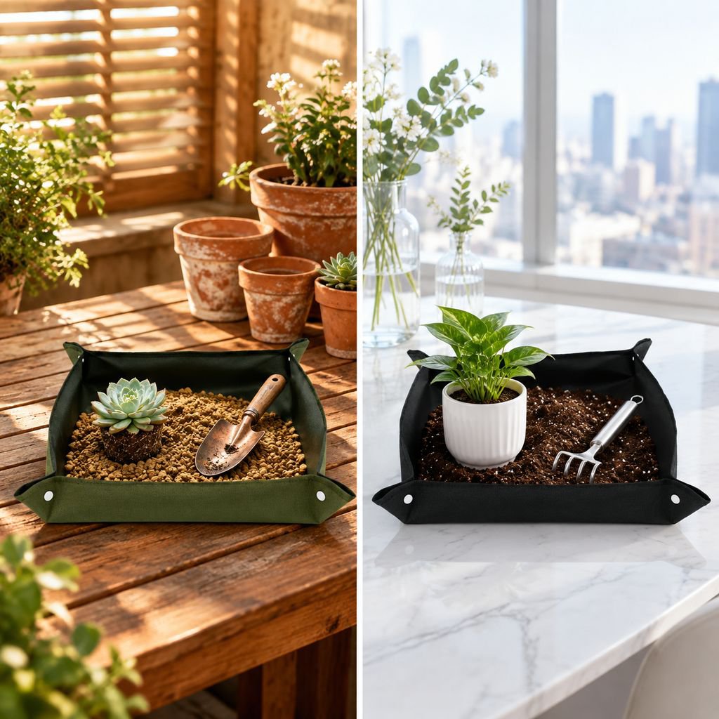 Multipurpose soil mixing mat for succulent care and clean gardening