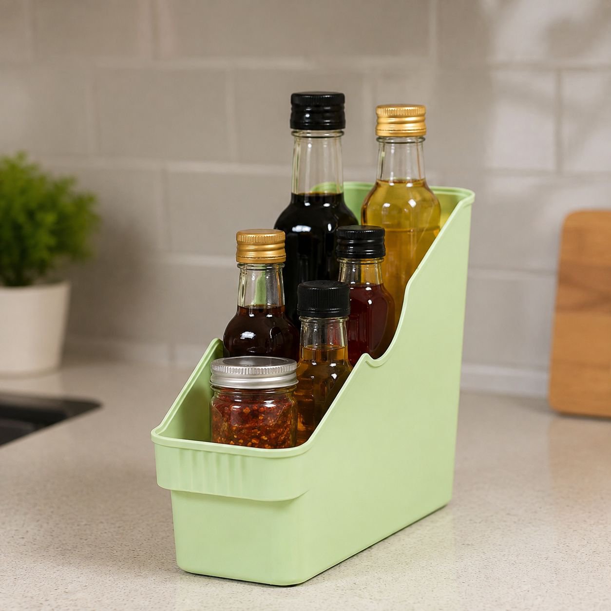 Kitchen Seasoning Storage Rack Plastic Knife & Pot Organizer