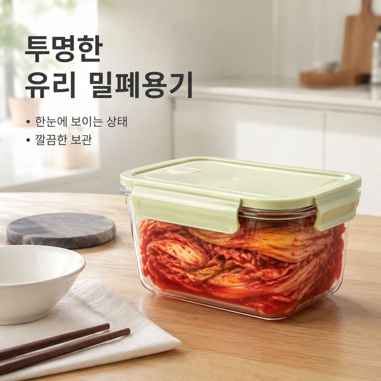 피클용 대용량 유리 용기 (뚜껑 포함)