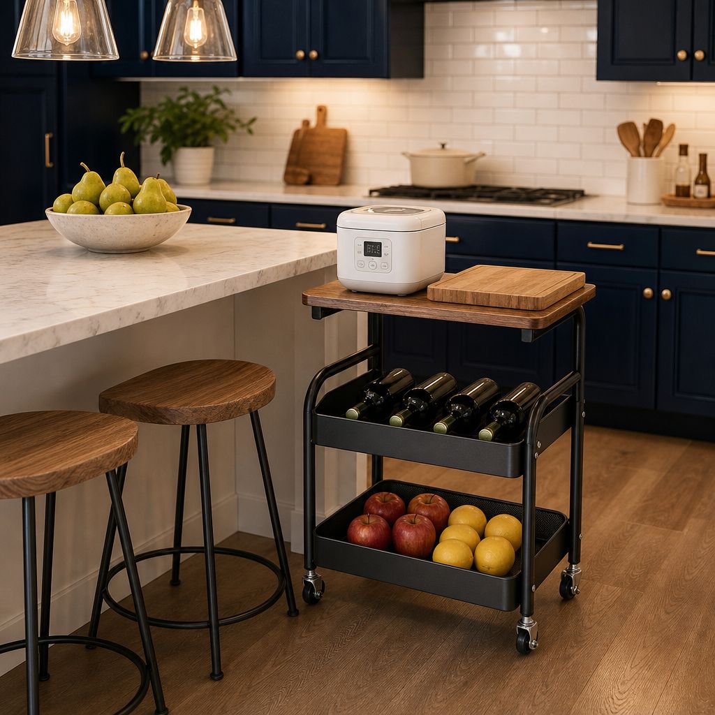 Trolley snack rack retro multi-layer storage rack medieval style living room movable storage floor s
