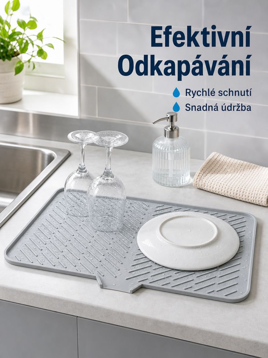 Silikonová protiskluzová podložka na nádobí do kuchyně, odolná vůči vysokým teplotám