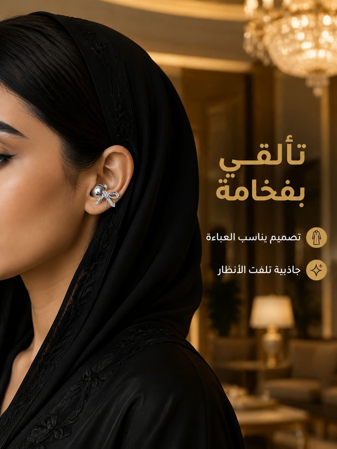 【أقراط على شكل فيونكة كهديّة】سماعات بلوتوث بتصميم حلقة نجمية أنيقة