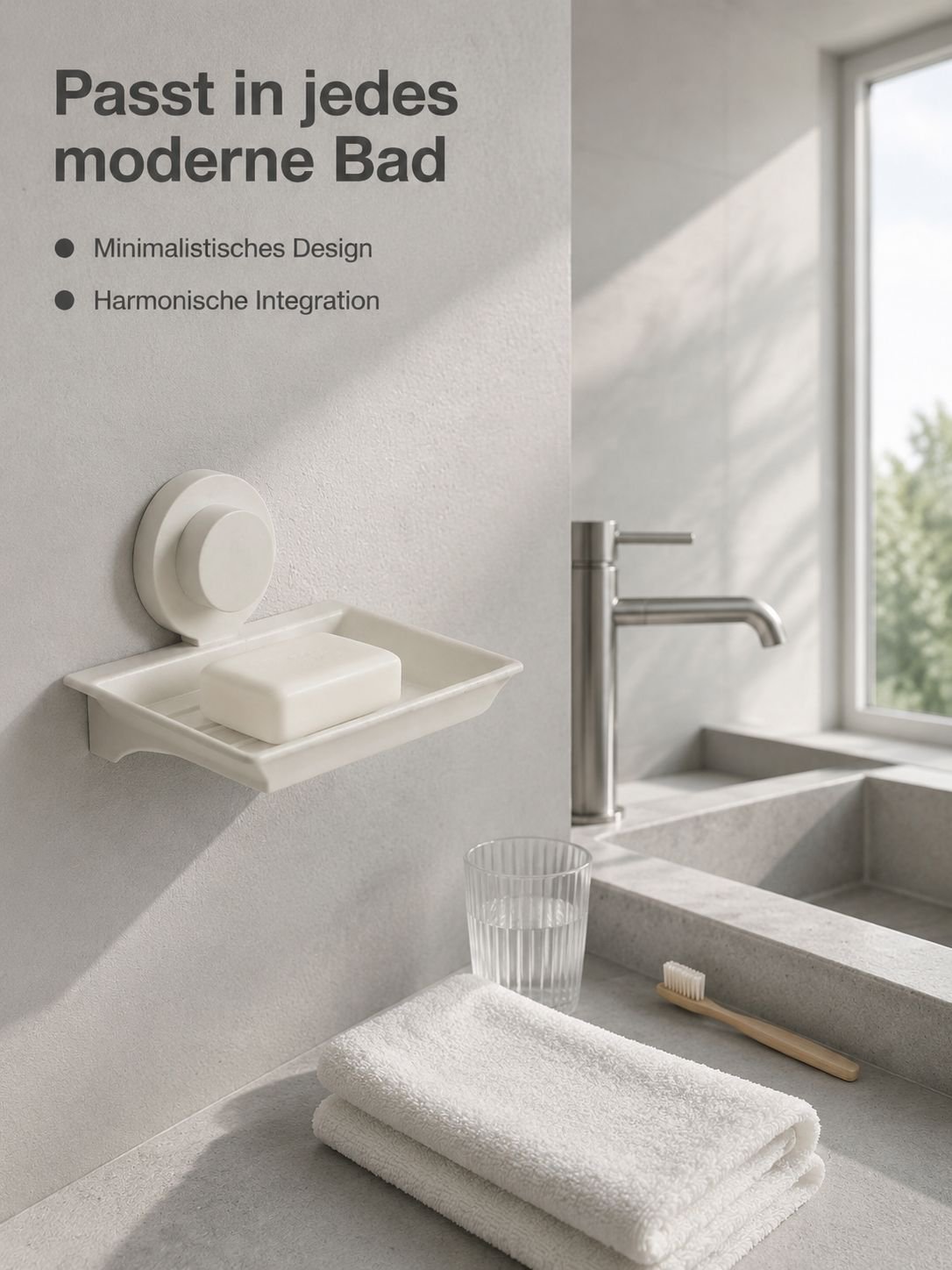 Wandmontierte Seifenablage mit Saugnapf im Badezimmer