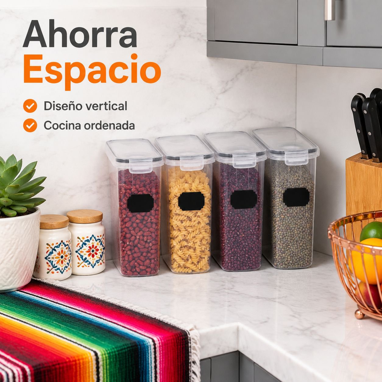 Contenedor Hermético para Arroz y Harina 2.5L 4L para Cocina