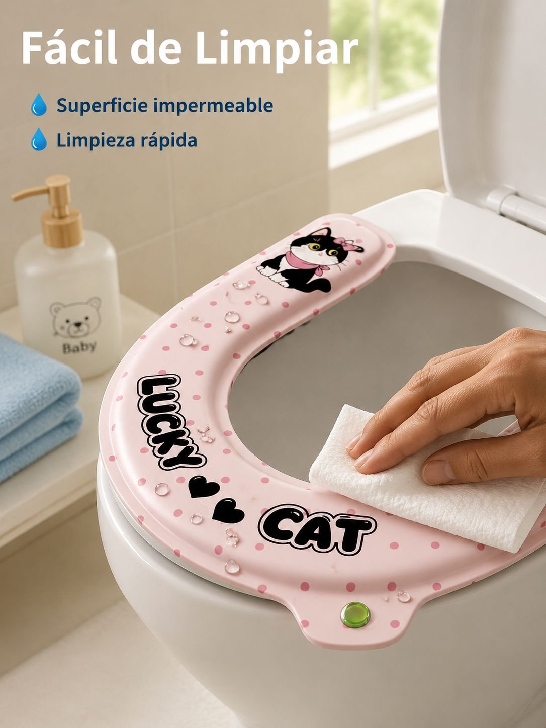 siento de inodoro impermeable extra grueso con diseño de dibujos animados y asas