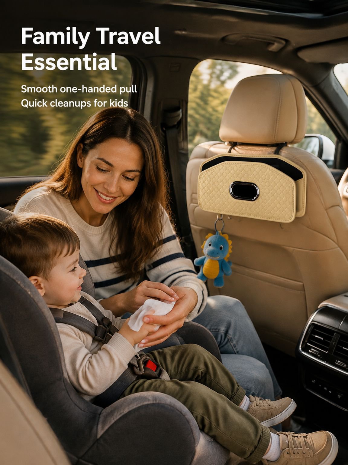 Car seat back pocket tissue box