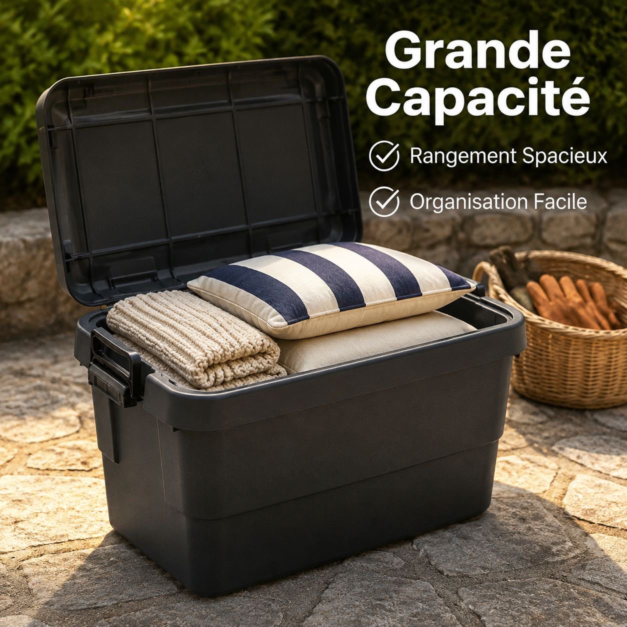 Maison de paille Organisateur en plastique épais Boîte de rangement extérieure avec couvercle Boîte 