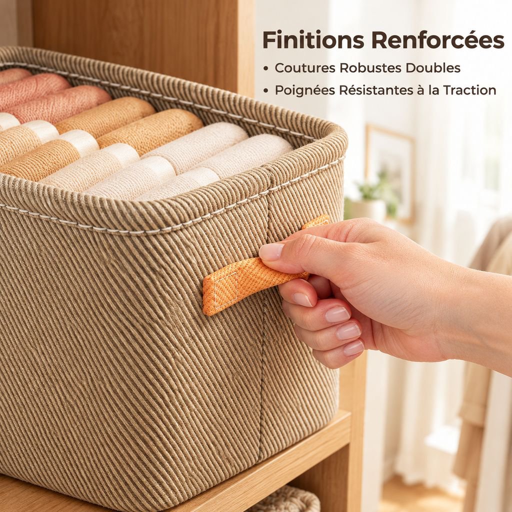 Panier Rangement Vêtements Tissu Épais Boîte Organisateur Dressing Penderie