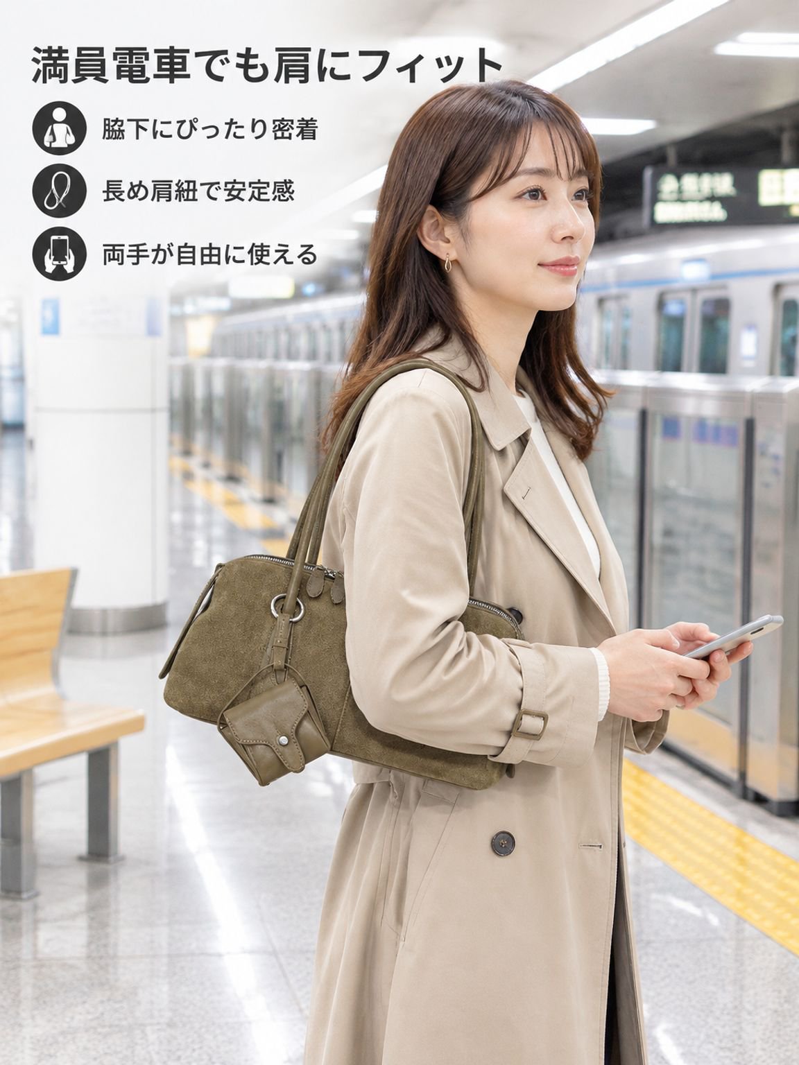 洗練された大人の通勤ショルダーバッグ