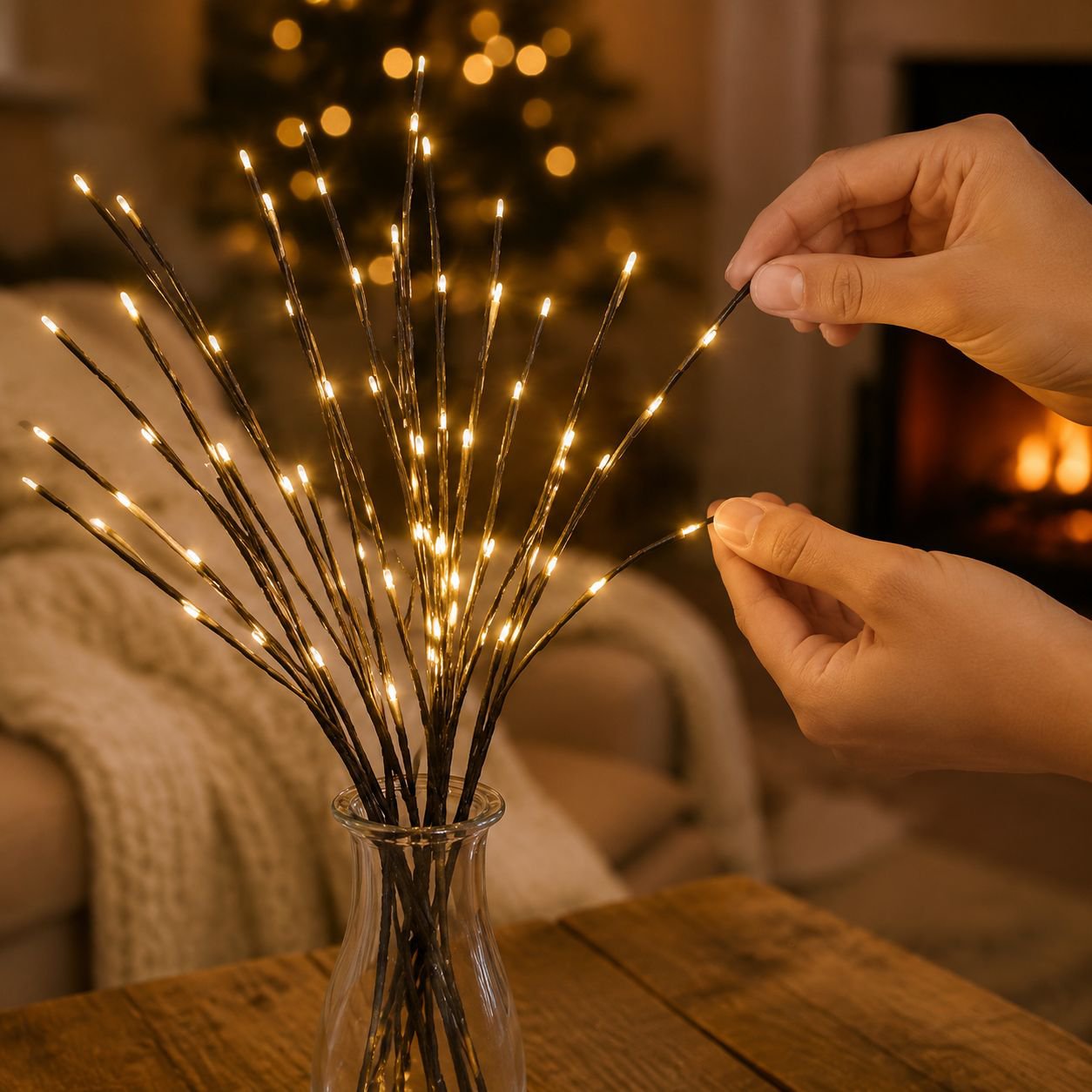 Lámpara de rama de estrella LED, decoración creativa de flores estilo nórdico