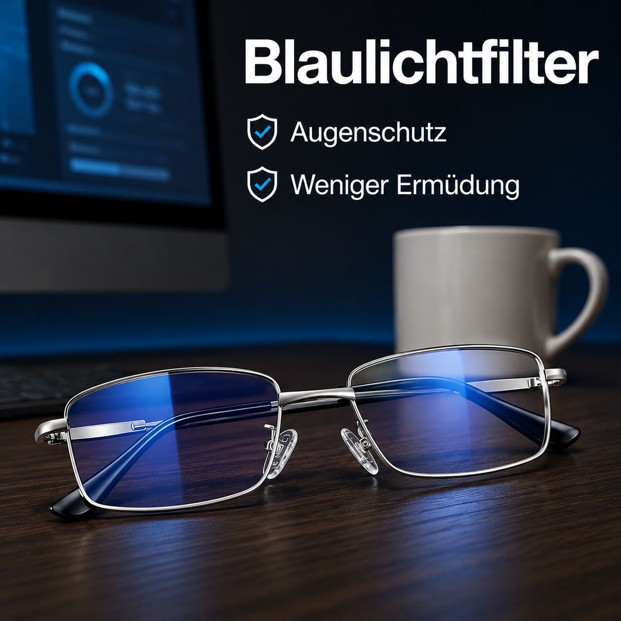 Lesebrille aus Titanlegierung mit Blaulichtfilter