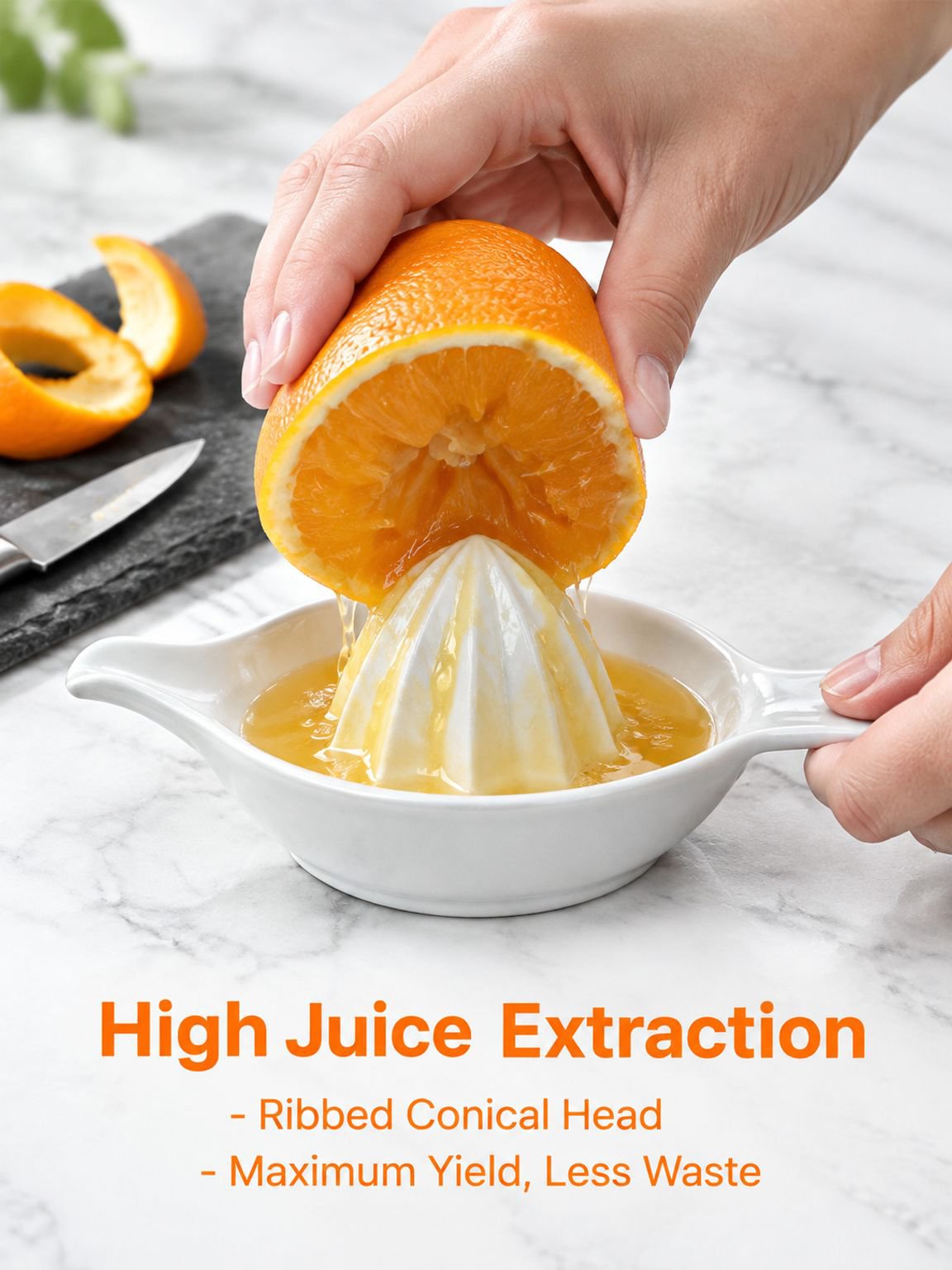 Ceramic citrus juicer designed for squeezing lemons