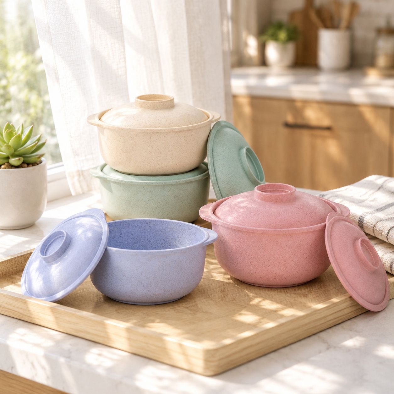 Wheat straw casserole bowl Japanese style household rice bowl plastic bowl soup bowl small