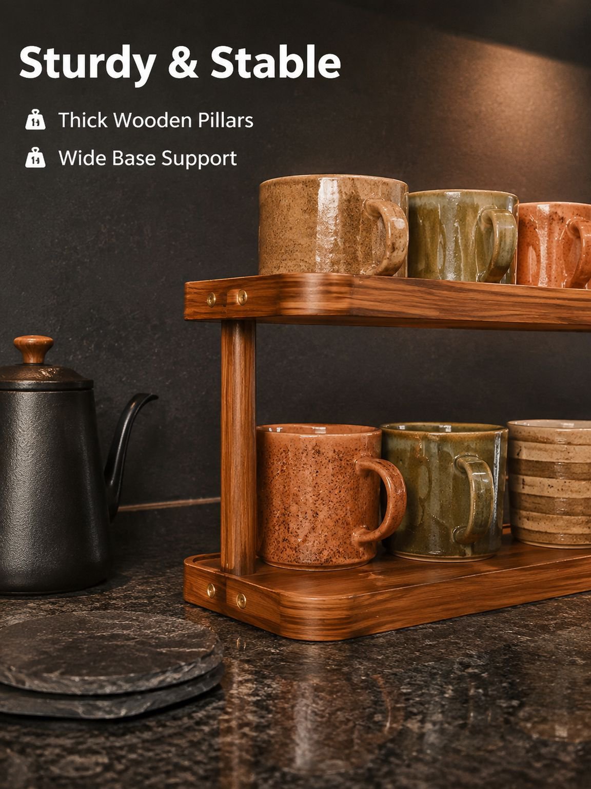 Desktop Teacup and Water Cup Organizer, Coffee Cup Display Rack