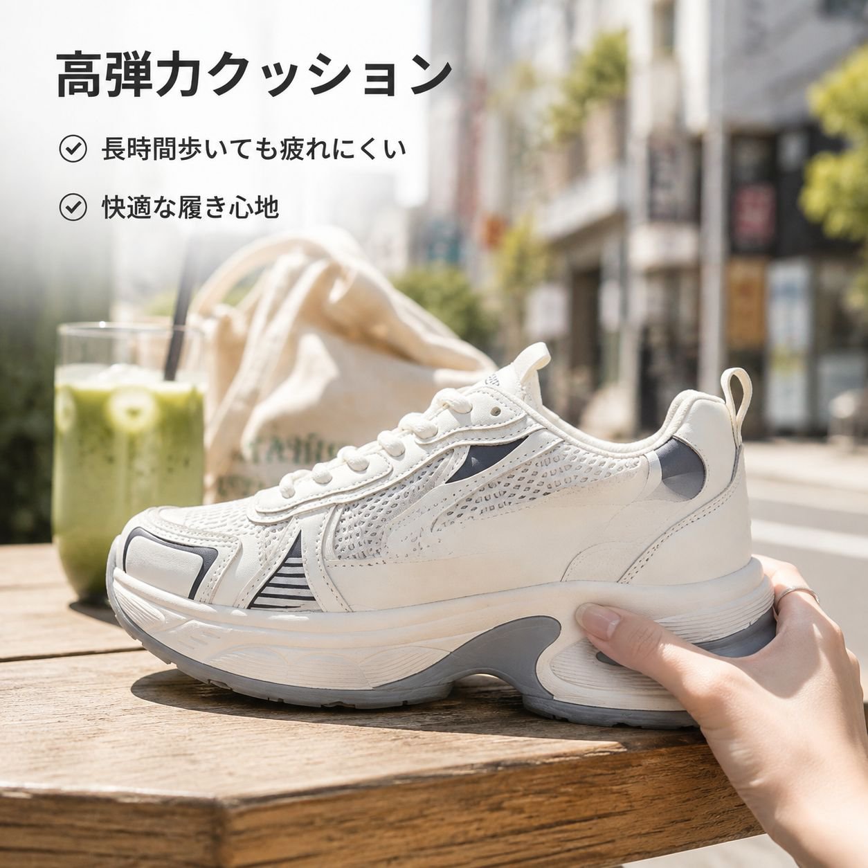 レディース厚底スポーツシューズ メッシュ表面 軽量 万能カジュアルスニーカー